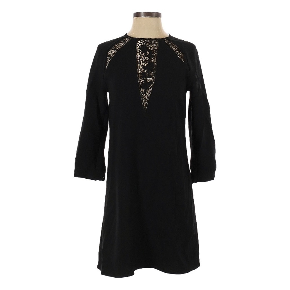 Aritzia Wilfred Black Lace Panel L/S Little Black Dress XS Shift Cocktail Party